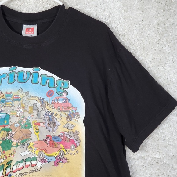 Driving Rules T-Shirt Men Large Graphic Funny Parody Souvenir Vintage Y2K Tee - Picture 2 of 12